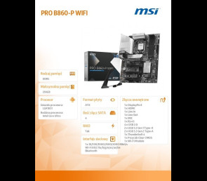 Płyta główna MSI PRO B860-P WIFI LGA1851 ATX z DDR5 i Thunderbolt 4