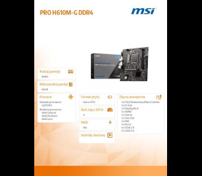 Płyta główna MSI PRO H610M-G s1700 DDR4 mATX z HDMI i DP