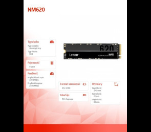 Dysk SSD Lexar NM620 512GB NVMe M.2 3300MB/s wydajny wewnętrzny