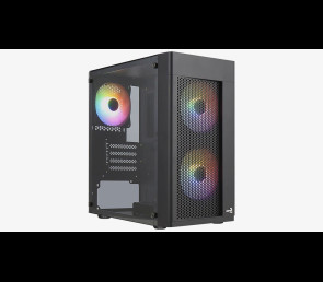 AeroCool Hexform TG FRGB Mini Tower czarna obudowa z hartowanym szkłem