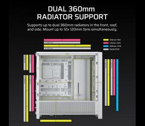 Obudowa Corsair FRAME 4000D RS White Mid Tower ATX modułowa z wentylatorami