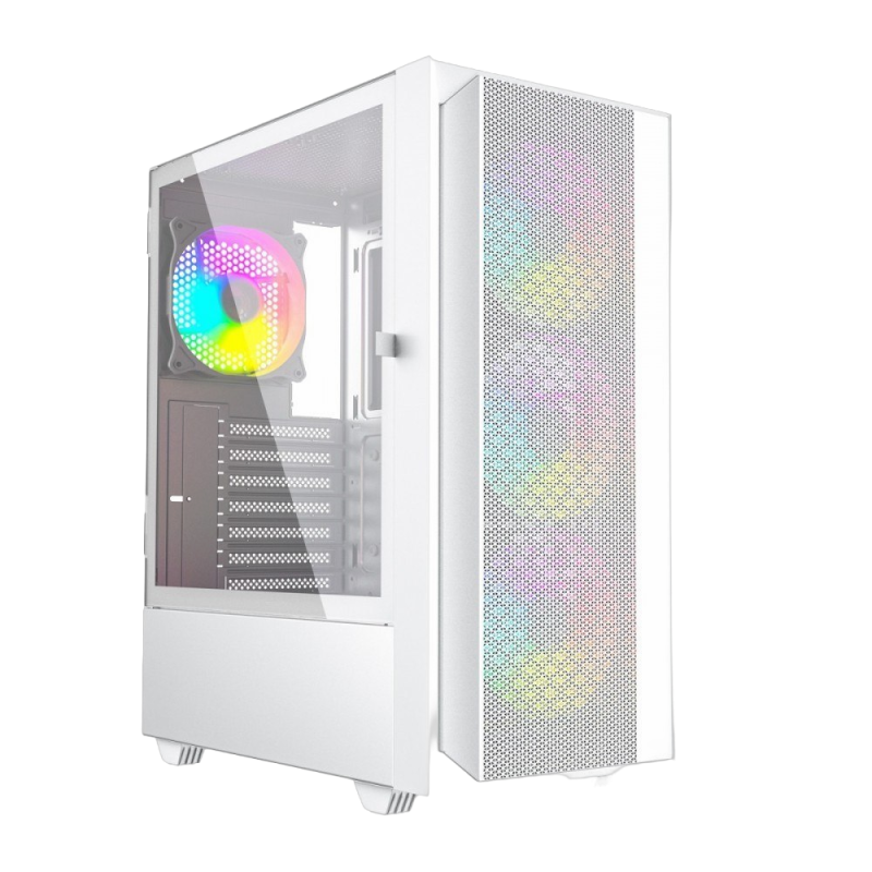 Obudowa Gembird Midi Tower Fornax 4000 ARGB biała gamingowa z panelem szklanym Obudowa Gembird Midi Tower Fornax 4000 ARGB biała gamingowa z panelem szklanym