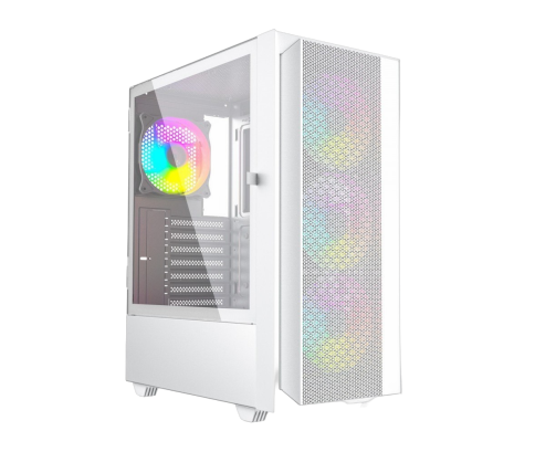 Obudowa Gembird Midi Tower Fornax 4000 ARGB biała gamingowa z panelem szklanym
