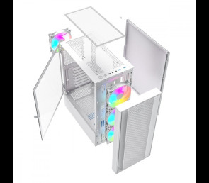 Obudowa Gembird Midi Tower Fornax 4000 ARGB biała gamingowa z panelem szklanym