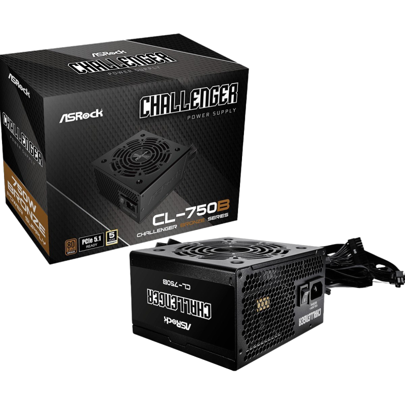 Zasilacz ASRock CL-750B 750W 80PLUS BRONZE wydajny z aktywnym PFC Zasilacz ASRock CL-750B 750W 80PLUS BRONZE wydajny z aktywnym PFC