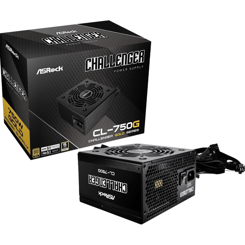 Zasilacz ASRock CL-750G 750W 80PLUS GOLD wydajny z aktywnym PFC Zasilacz ASRock CL-750G 750W 80PLUS GOLD wydajny z aktywnym PFC