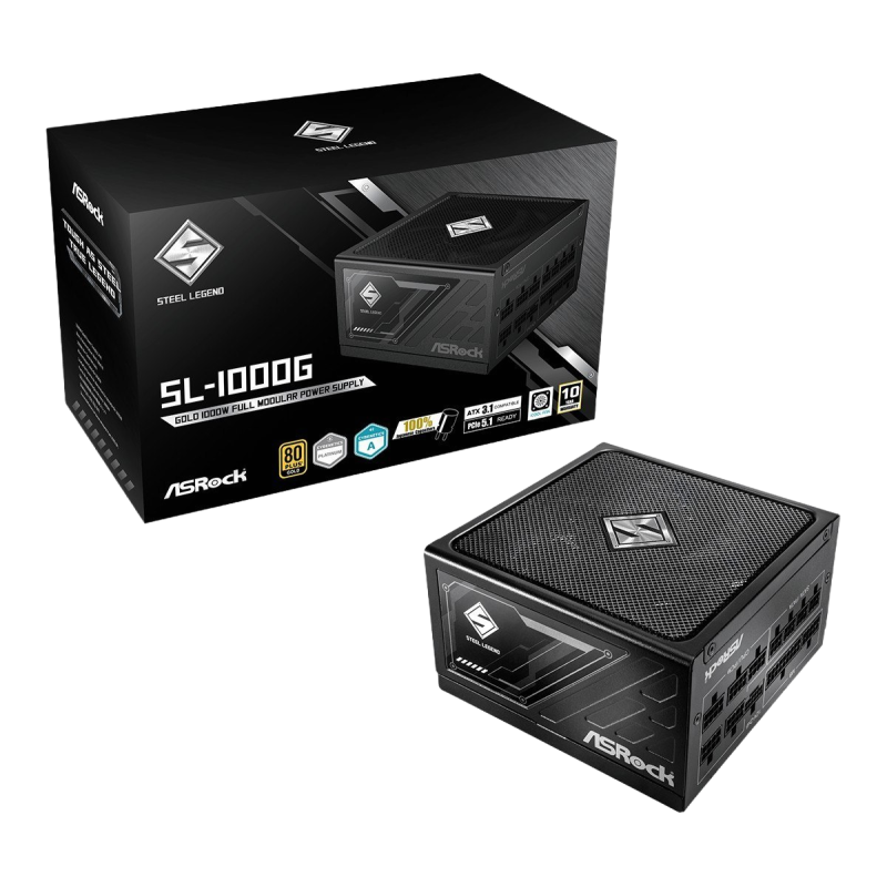 Zasilacz ASRock SL-1000G 1000W 80PLUS GOLD modularny z wentylatorem Zasilacz ASRock SL-1000G 1000W 80PLUS GOLD modularny z wentylatorem