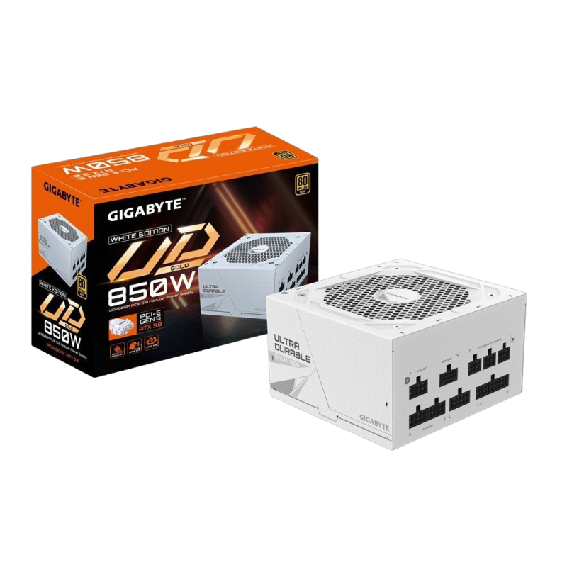 Zasilacz Gigabyte UD850GM PG5 850W 80plus GOLD modularny biały PFC Zasilacz Gigabyte UD850GM PG5 850W 80plus GOLD modularny biały PFC