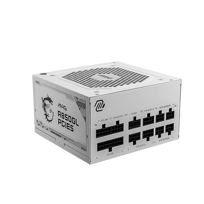 Zasilacz MSI MAG A850GL 850W modularny 80PLUS GOLD ATX 3.0 biały Zasilacz MSI MAG A850GL 850W modularny 80PLUS GOLD ATX 3.0 biały