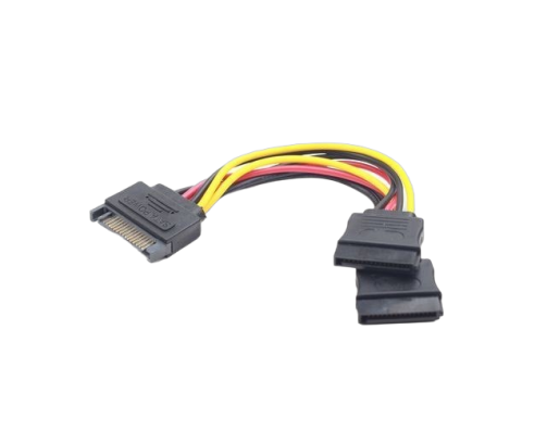 Kabel SATA męski do dwóch żeńskich 15cm zasilający komputerowy Gembird
