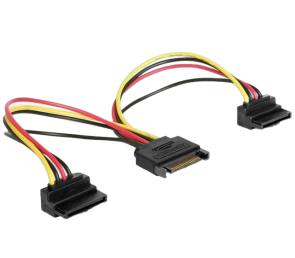 Kabel SATA zasilający 15cm męski 2x żeński kątowy komputerowy Gembird