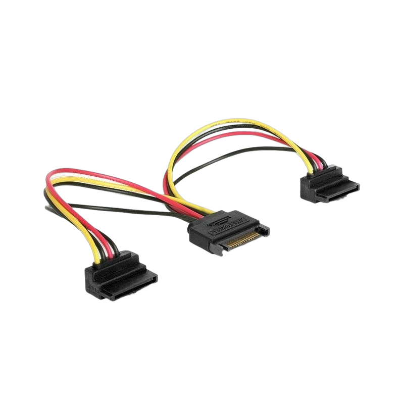 Kabel SATA zasilający 15cm męski 2x żeński kątowy komputerowy Gembird