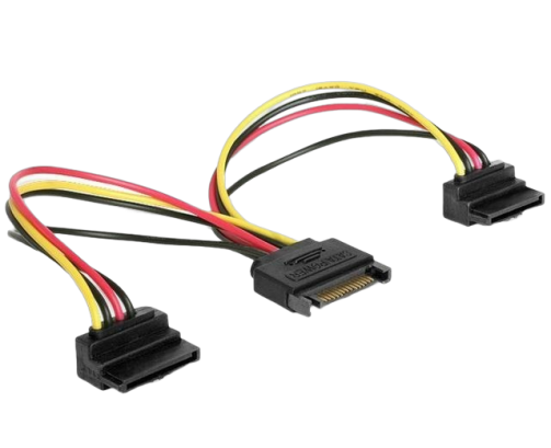 Kabel SATA zasilający 15cm męski 2x żeński kątowy komputerowy Gembird