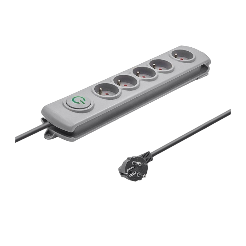 Listwa antyprzepięciowa Qoltec 5 gniazd 1.8m szara z włącznikiem Quick Switch Listwa antyprzepięciowa Qoltec 5 gniazd 1.8m szara z włącznikiem Quick Switch