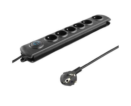 Listwa antyprzepięciowa Qoltec 6 gniazd 5m z włącznikiem Quick Switch czarna