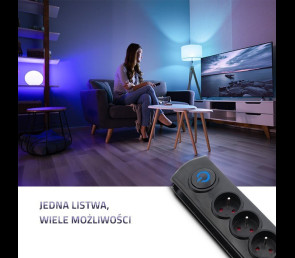 Listwa antyprzepięciowa Qoltec 6 gniazd 5m z włącznikiem Quick Switch czarna