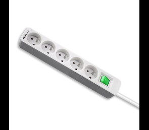Listwa zasilająca Qoltec 5 gniazd 1.8m biało-szara z włącznikiem Quick Switch
