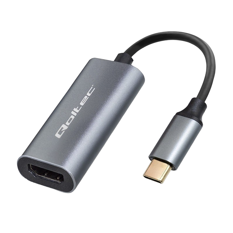 Adapter Qoltec aluminiowy USB-C na HDMI 4K 60Hz do laptopa i smartfona Adapter Qoltec aluminiowy USB-C na HDMI 4K 60Hz do laptopa i smartfona
