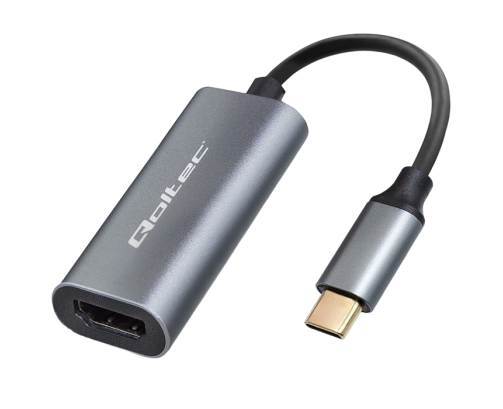 Adapter Qoltec aluminiowy USB-C na HDMI 4K 60Hz do laptopa i smartfona