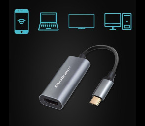 Adapter Qoltec aluminiowy USB-C na HDMI 4K 60Hz do laptopa i smartfona