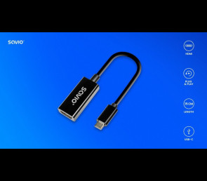 Adapter SAVIO AK-79 USB-C HDMI 4K 30Hz kompaktowy Plug Play
