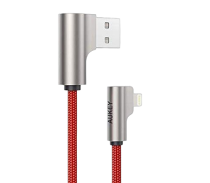 AUKEY CB-AL01 Red 2m kabel USB Lightning kątowy nylonowy ultraszybki