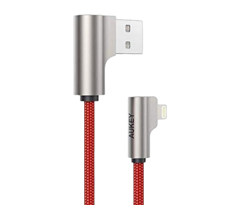 AUKEY CB-AL01 Red 2m kabel USB Lightning kątowy nylonowy ultraszybki