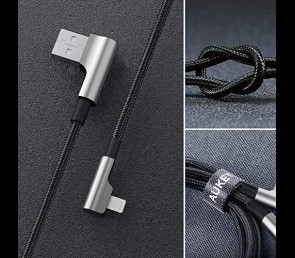 Kabel AUKEY CB-AL01 USB Lightning 2m czarny kątowy MFi ultraszybki