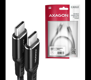 Kabel AXAGON BUCM-CM15AB USB-C 1.5m premium PD 60W oplot ALU czarny