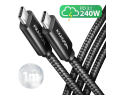Kabel AXAGON BUCM2-CM10AB USB-C 1m 240W PD szybkie ładowanie aluminiowy Kabel AXAGON BUCM2-CM10AB USB-C 1m 240W PD szybkie ładowanie aluminiowy