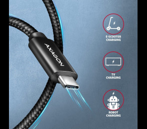 Kabel AXAGON BUCM2-CM10AB USB-C 1m 240W PD szybkie ładowanie aluminiowy