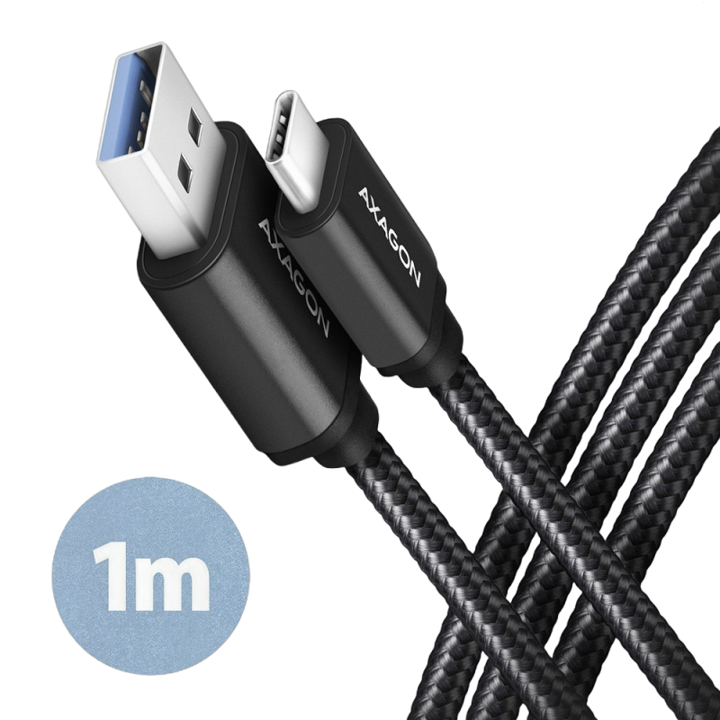 Kabel AXAGON BUCM3-AM10AB USB-C USB-A 3.2 Gen 1 1m czarny wydajny Kabel AXAGON BUCM3-AM10AB USB-C USB-A 3.2 Gen 1 1m czarny wydajny