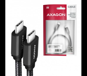 Kabel AXAGON BUCM3-CM10AB USB-C 3.2 Gen1 1m PD 60W wytrzymały oplot czarny