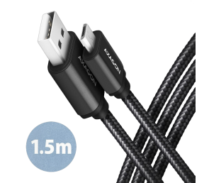 Kabel AXAGON BUMM-AM15AB MicroUSB 1.5m szybkie ładowanie czarny