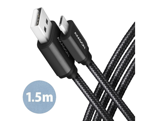 Kabel AXAGON BUMM-AM15AB MicroUSB 1.5m szybkie ładowanie czarny