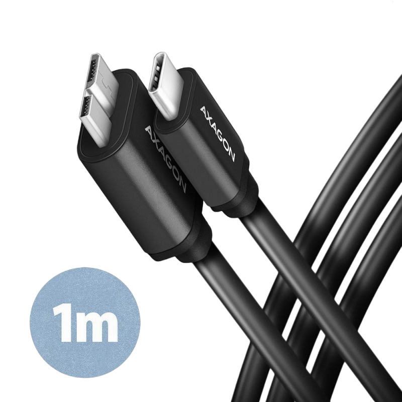 Kabel AXAGON Micro-B USB USB-C 3.2 Gen1 1m szybki transfer ładowanie Kabel AXAGON Micro-B USB USB-C 3.2 Gen1 1m szybki transfer ładowanie
