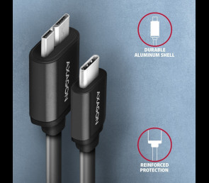 Kabel AXAGON Micro-B USB USB-C 3.2 Gen1 1m szybki transfer ładowanie