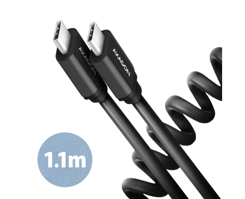 Kabel AXAGON Twister BUCM-CM20TB USB-C 1.1m czarny z PD 3A