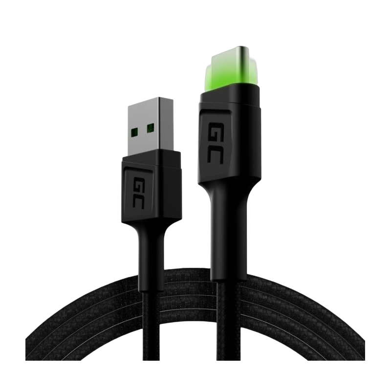 Kabel Green Cell GC Ray USB-C 120cm z LED szybkie ładowanie Kabel Green Cell GC Ray USB-C 120cm z LED szybkie ładowanie
