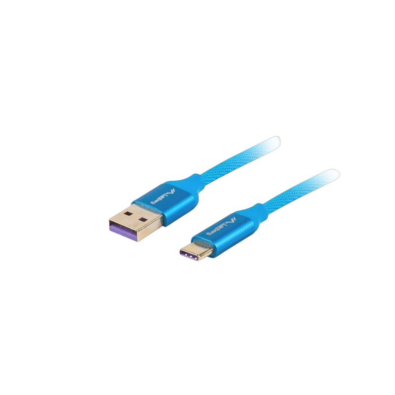 Kabel Lanberg Premium USB CM - AM 2.0 1m niebieski 5A pełna miedź Kabel Lanberg Premium USB CM - AM 2.0 1m niebieski 5A pełna miedź