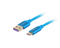 Kabel Lanberg Premium USB CM - AM 2.0 1m niebieski 5A pełna miedź Kabel Lanberg Premium USB CM - AM 2.0 1m niebieski 5A pełna miedź