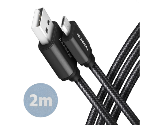 Kabel MicroUSB USB A AXAGON BUMM-AM20AB 2m szybki ładowanie czarny