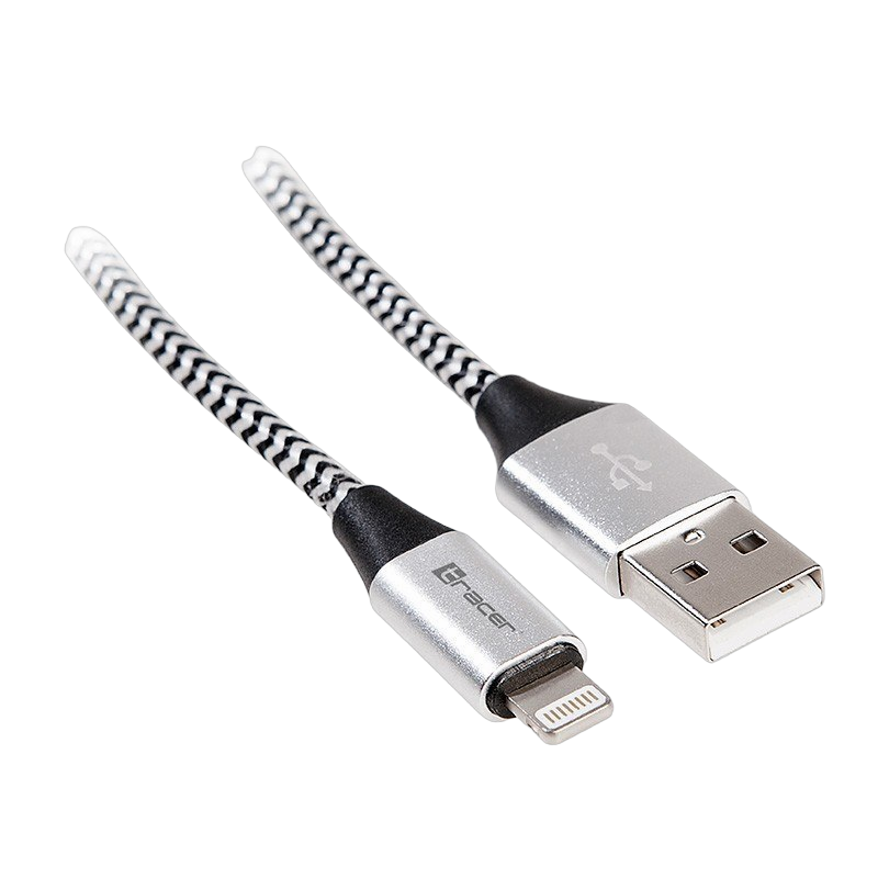 Kabel USB 2.0 iPhone AM Lightning 1m czarno-srebrny szybki do ładowania Kabel USB 2.0 iPhone AM Lightning 1m czarno-srebrny szybki do ładowania