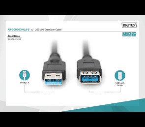 Kabel USB 3.1 Gen.1 przedłużacz 1,8m męski żeński czarny
