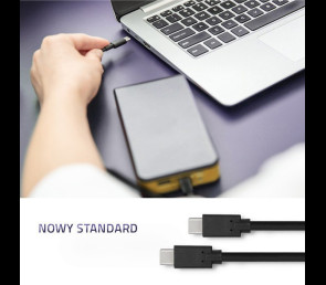 Kabel USB 3.1 typ C męski 1.4m czarny szybki transfer danych