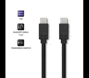 Kabel USB 3.1 typ C męski 1.4m czarny szybki transfer danych