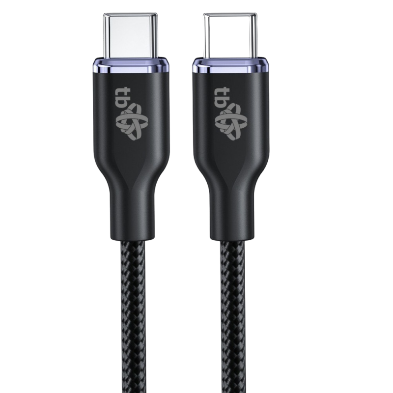Kabel USB C - USB C 60W Glamour 1.5m czarny elegancki do ładowania Kabel USB C - USB C 60W Glamour 1.5m czarny elegancki do ładowania