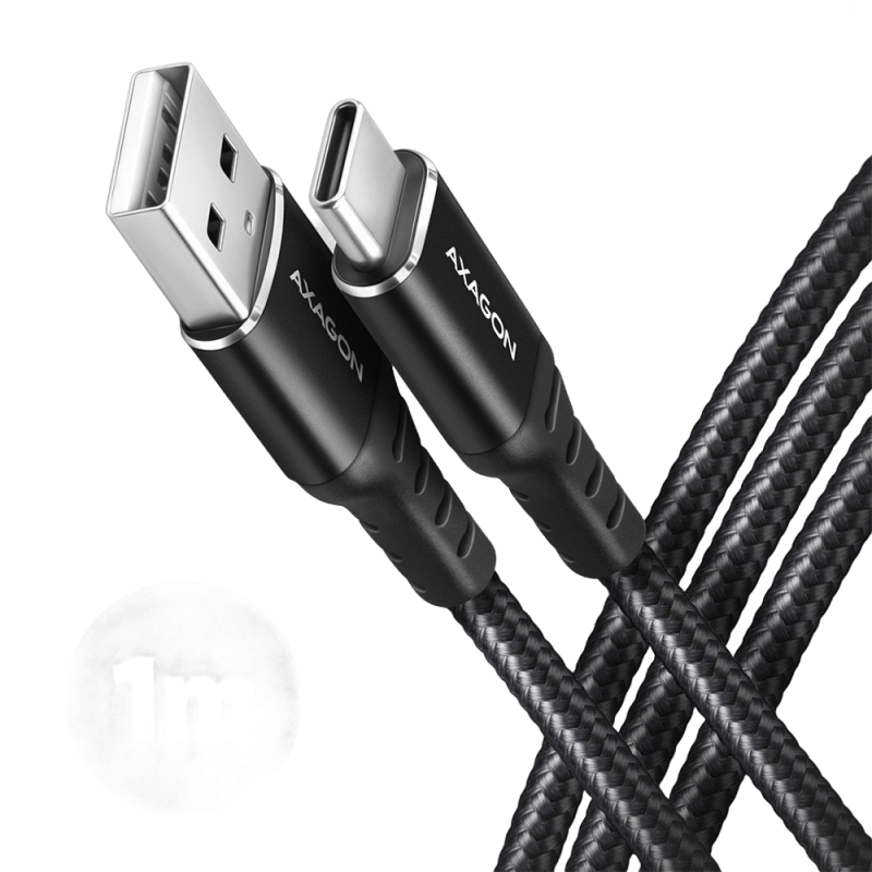 Kabel USB C USB A AXAGON BUCM-AM10AB 1m szybki transfer ładowanie czarny
