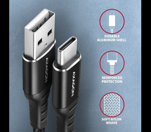 Kabel USB C USB A AXAGON BUCM-AM10AB 1m szybki transfer ładowanie czarny