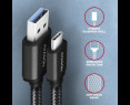 Kabel USB C USB A AXAGON BUCM3-AM15AB 1.5m czarny 3A USB 3.2 Gen1 Kabel USB C USB A AXAGON BUCM3-AM15AB 1.5m czarny 3A USB 3.2 Gen1